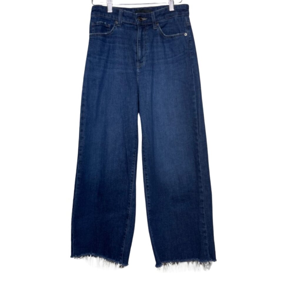 UNIQLO | High Rise Raw Hem Wide Straight Leg Jeans | Size 25